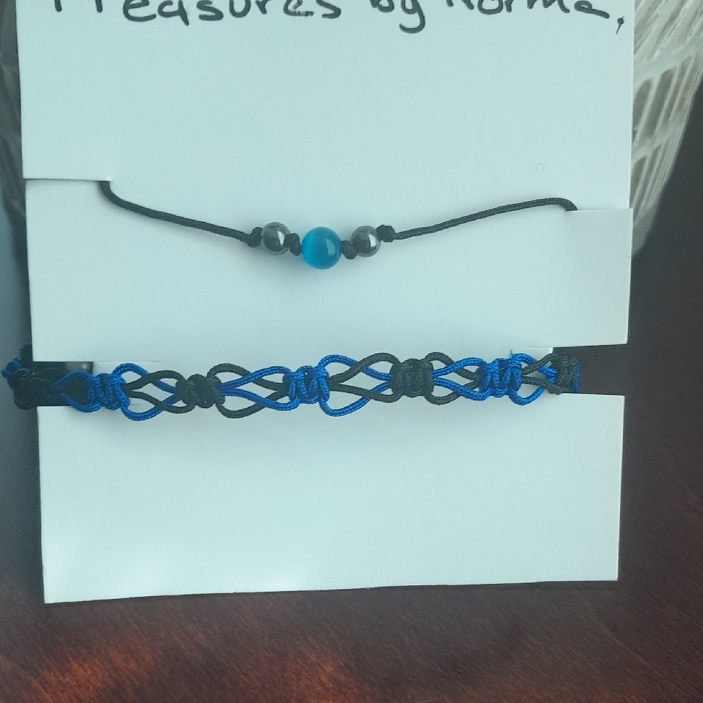 Black and Blue Natural Stone Bracelet Set